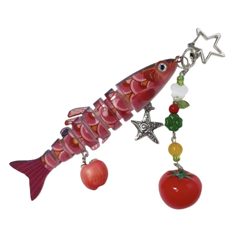 Porte-clés en poisson artificiel 39BB, fabriqué à main, cadeau Unique pour les pêcheurs les enfants