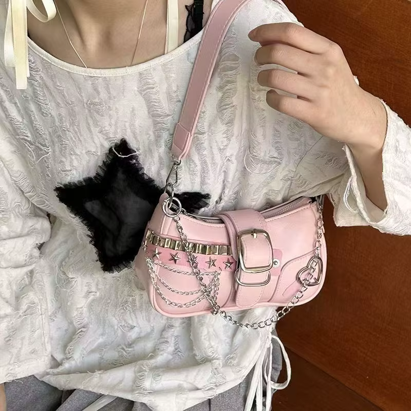 Sac à bandoulière léger en cuir PU avec sangle en chaîne, sac à main décontracté sous les bras pour les déplacements et les réunions sociales, sac à main pour femmes