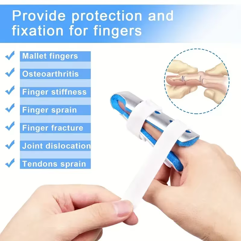 Attelle de doigt 1-3 pièces, support stabilisateur pour l'immobilisation des doigts et l'élimination des douleurs articulaires, bleue, pour doigts cassés