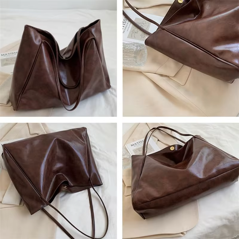 Sac fourre-tout pour femmes, sac à bandoulière en cuir souple de grande capacité, sac à main rétro décontracté, parfait pour les déplacements, sac de voyage