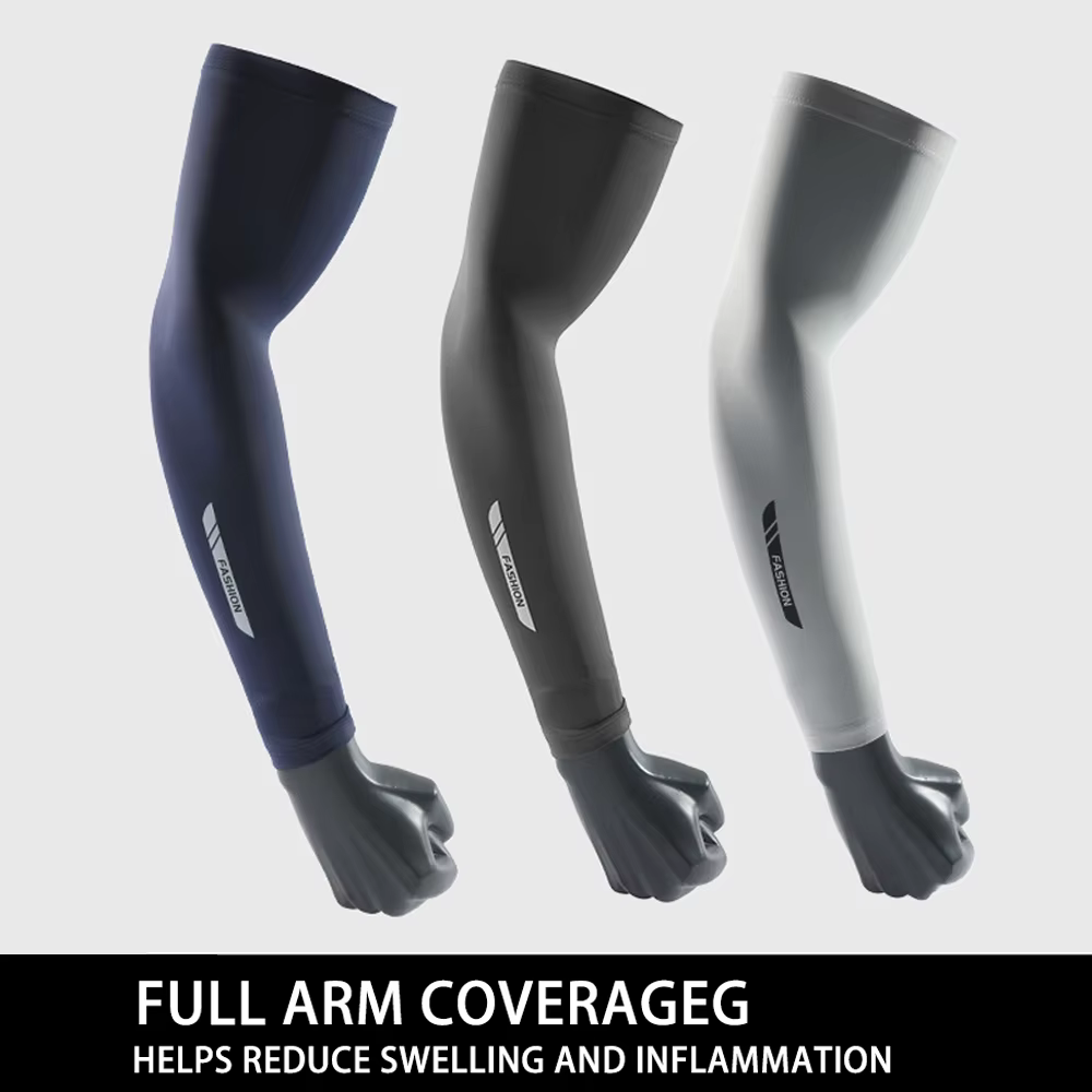 Manchons de protection solaire pour hommes, gants en soie glacée pour l'été, design fin, protection UV, pour la conduite et le cyclisme, couvre-bras d'extérieur
