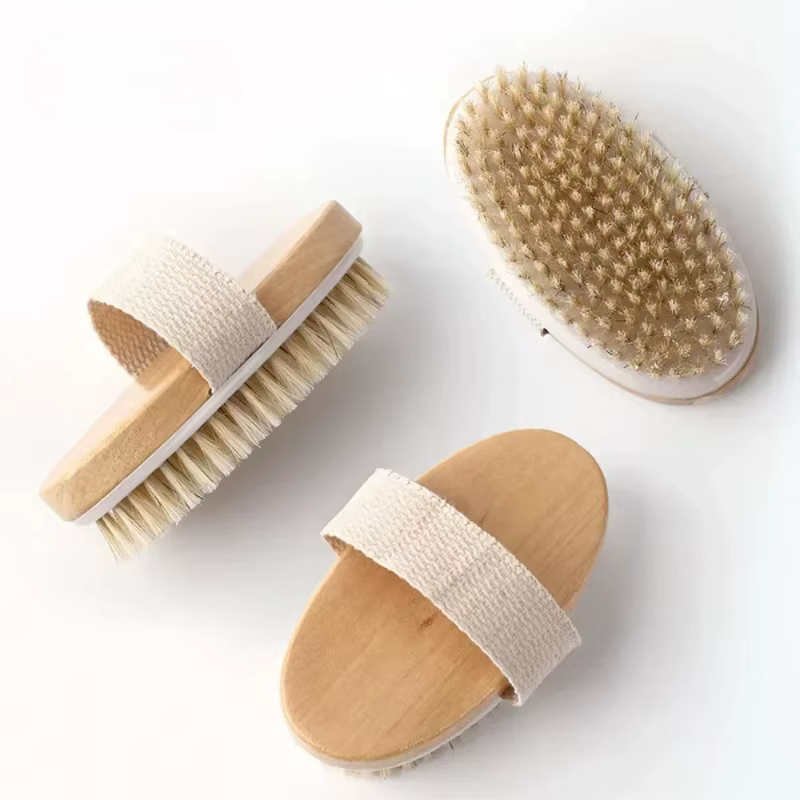 Brosse corporelle à poils naturels pour brossage à sec