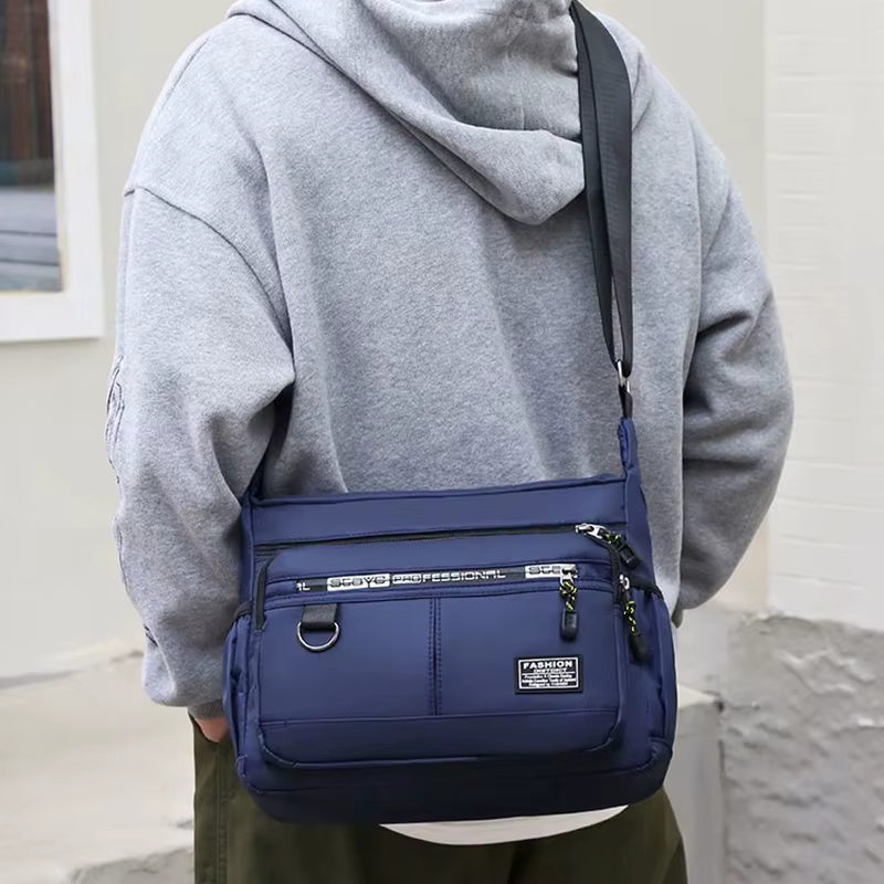 Sac à bandoulière d'affaires pour hommes avec poches multicouches, bandoulière réglable pour le travail et les voyages
