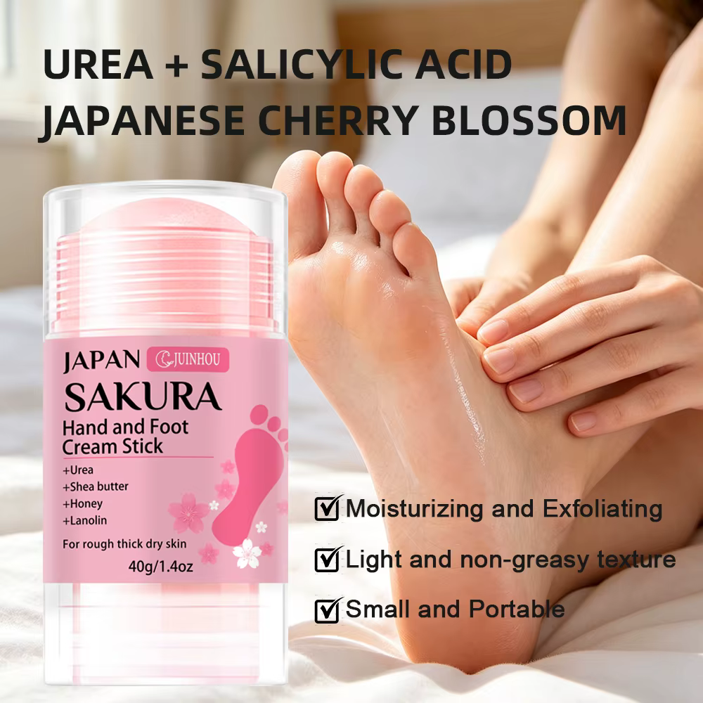 JUINHOU Crème stick mains et pieds à la fleur de cerisier 60% URÉE + 2% ACIDE SALICYLIQUE Hydratation intense