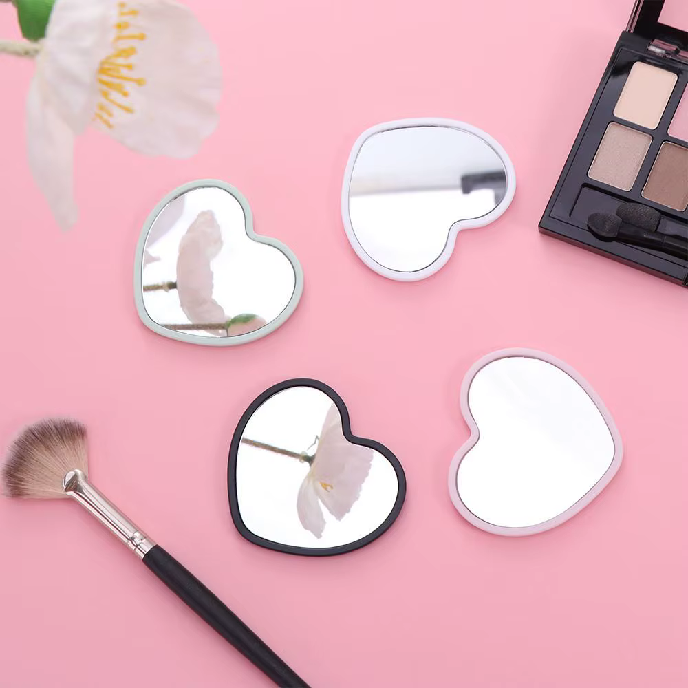 Miroir Simple simple face en forme de cœur, petit miroir à main haute définition, miroir de maquillage de beauté pour femme