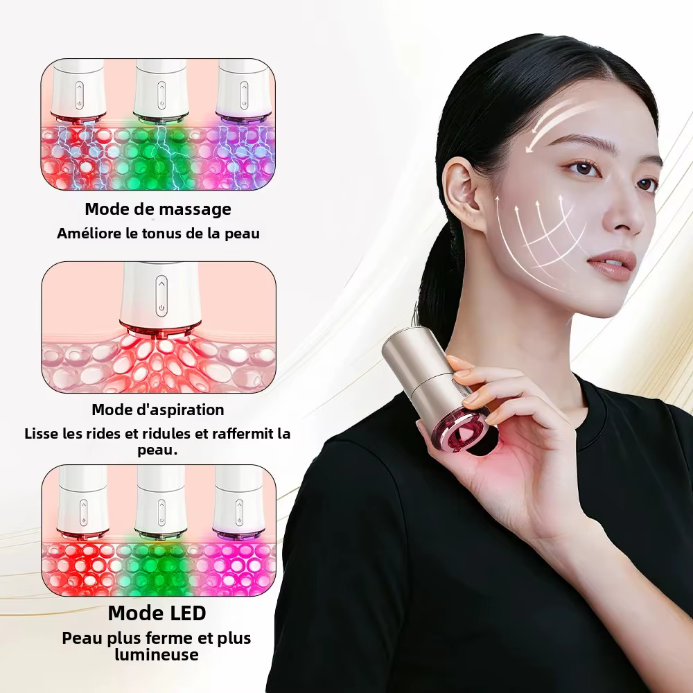 Appareil facial à aspiration sous vide et microcourant EMS