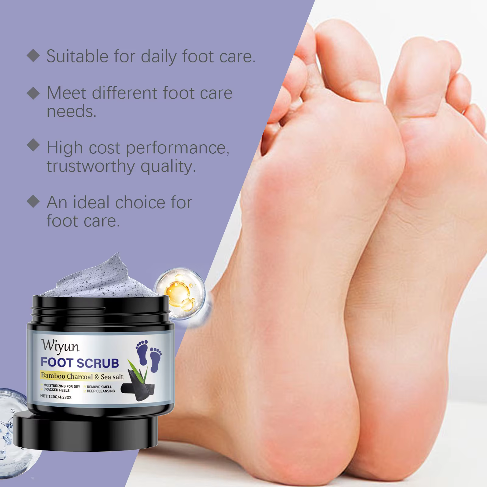 Gommage exfoliant pour les pieds au charbon de bambou