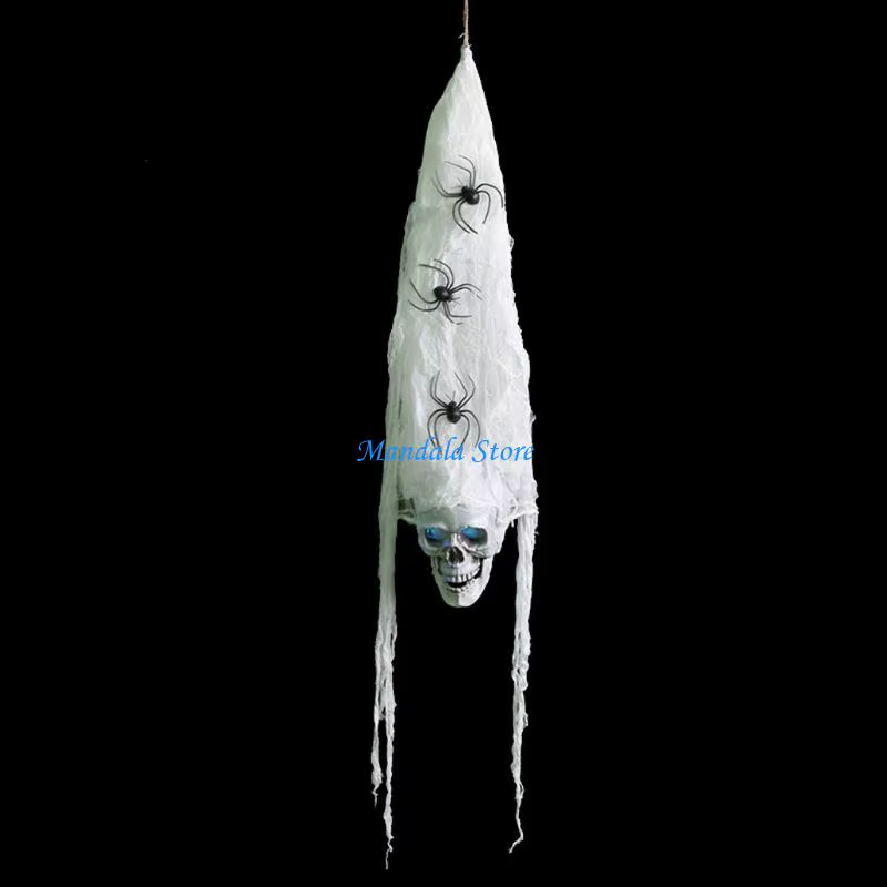 U2JC – décoration squelette Bar maison hantée, salle secrète, avec yeux dégradés clignotants araignées réalistes