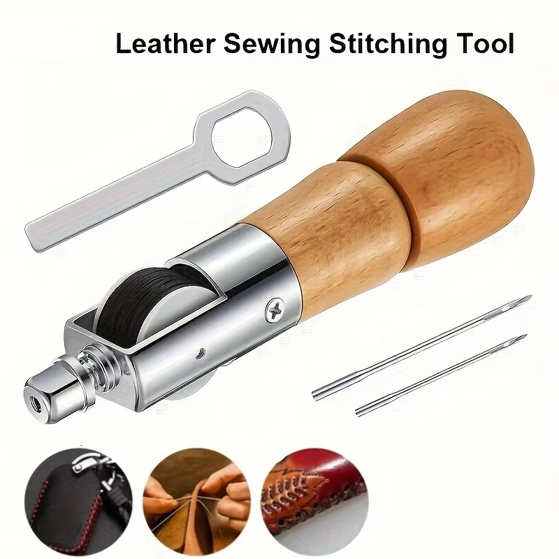 1 ensemble d'outils de couture de cuir, Machine à coudre à la main, fil ciré, bord artisanal du cuir, bandes de ceinture de couture, cordonnier