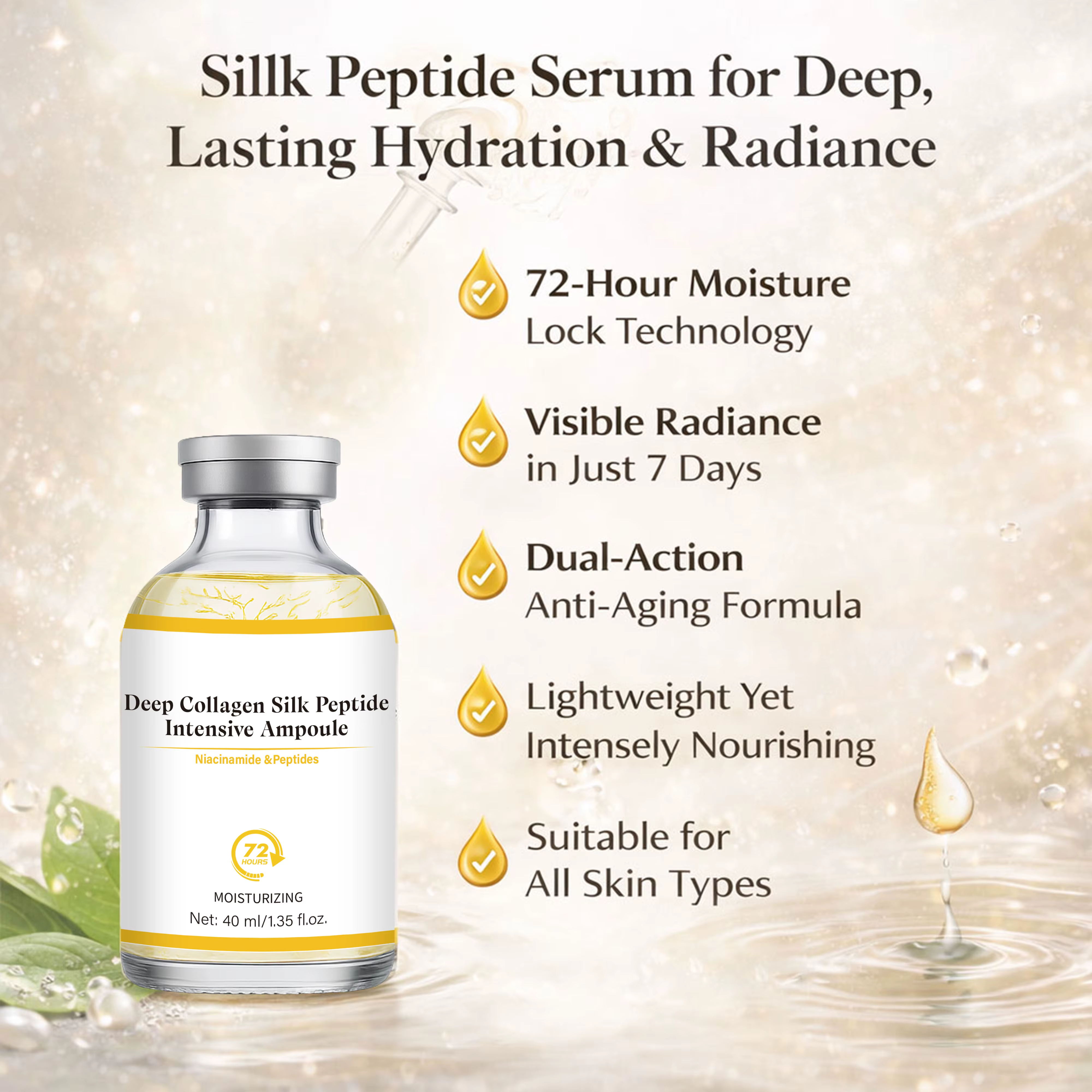 Ampoule intensive au collagène et aux peptides de soie