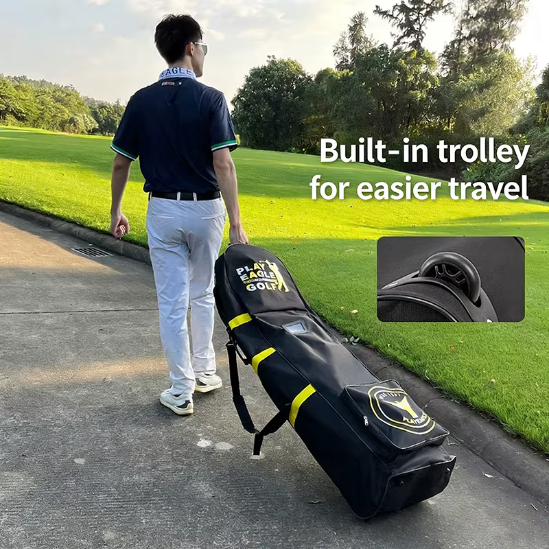 Sac de golf pour l'aviation avec roues silencieuses HKB02, grande capacité de rangement, pliable, pour voyages en avion