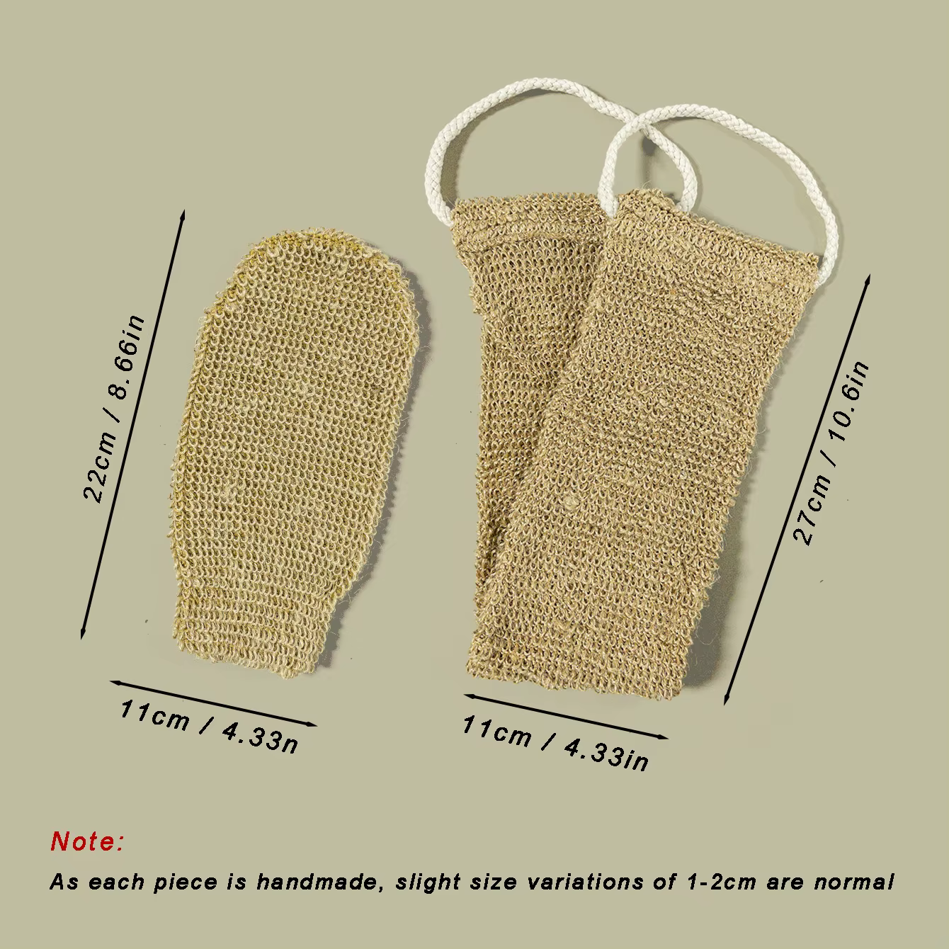 Ensemble de bain exfoliant en jute naturel avec gant