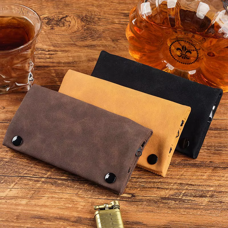 Pochette de rangement pliable pour tabac, faite à la main en tissu abrasif, étui à tabac, porte-papier à rouler, portefeuille multifonctionnel