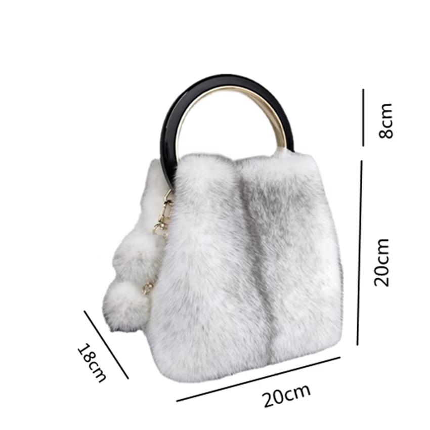 Sac à main en fourrure de vison naturelle pour femmes, sacs de luxe haut de gamme carrés en vraie fourrure avec poignée supérieure, sacs à bandoulière de grande capacité pour femmes