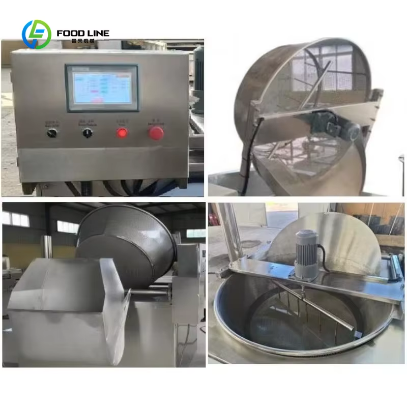 Friteuse électrique commerciale personnalisée de 450 L pour snacks frits, avec contrôle PLC automatique, pour friture à l'huile et cuisson à la wok