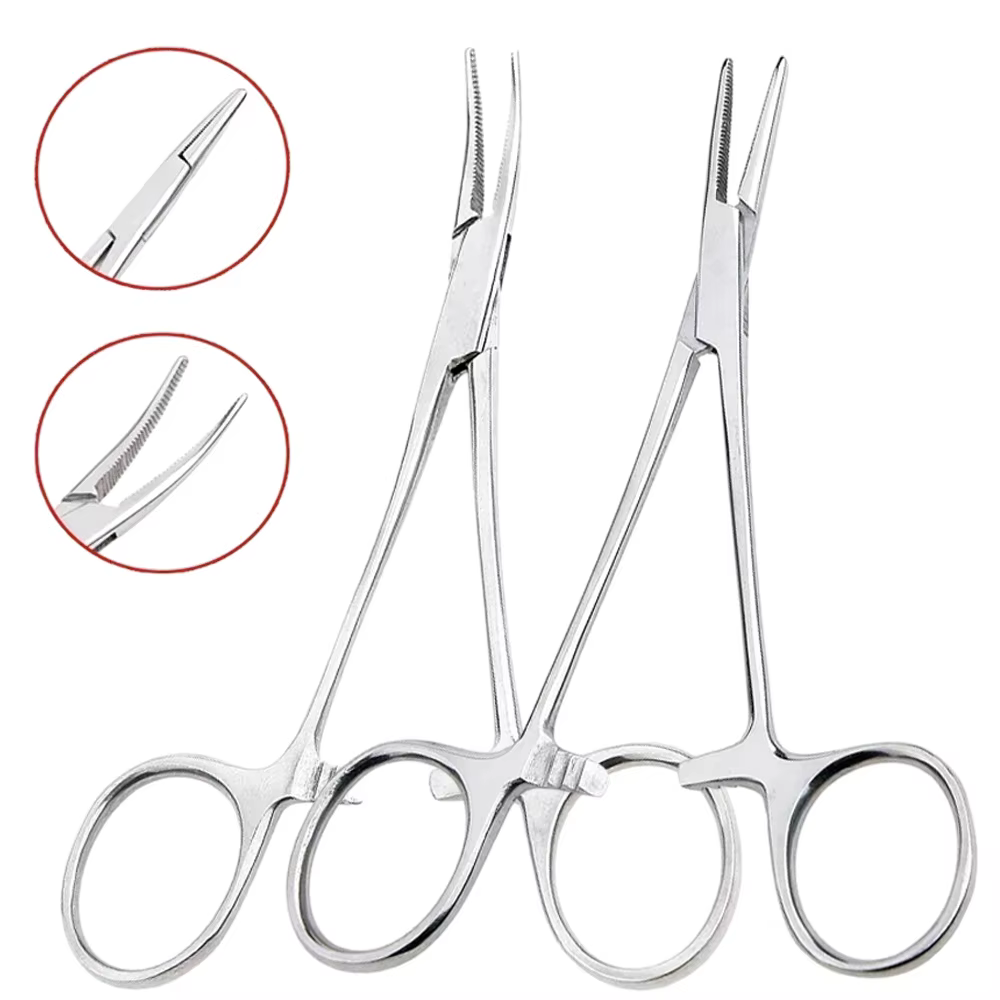 Pince hémostatique pour poils d'animaux de compagnie, outil à main, pince de verrouillage de pêche, outils d'épilation, pointe incurvée ou droite, outil de coupe