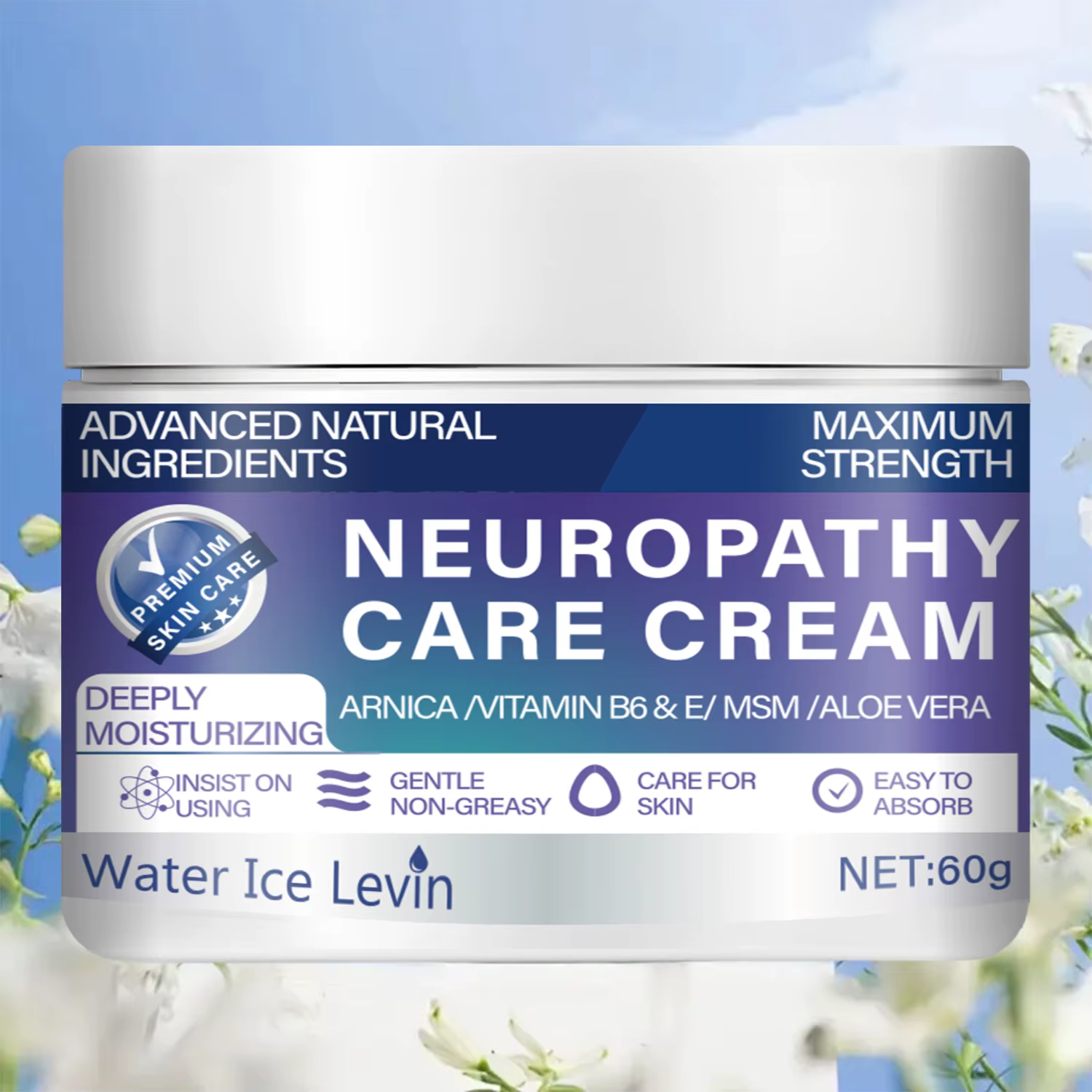 Water Ice Levin Crème de neuropathie à résistance maximale – avec ingrédients naturels (Arnica