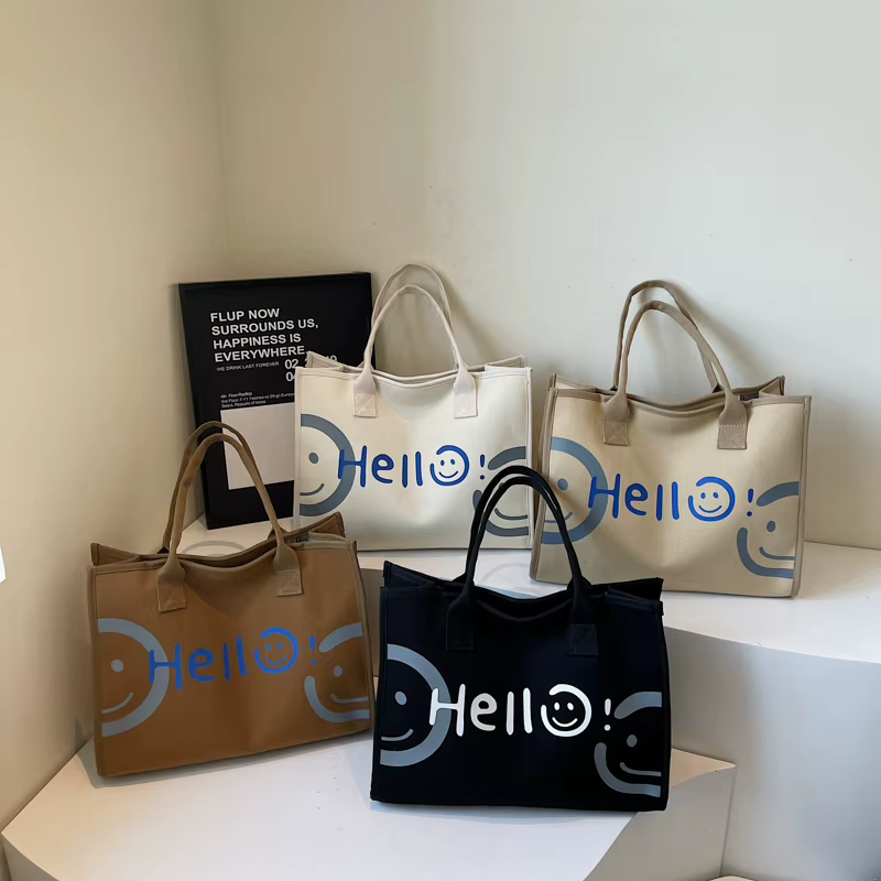 Sac en toile pour femmes, sac de grande capacité, sac à main de dessin animé, polyvalent, décontracté, voyage, fourre-tout à bandoulière Simple, sac de Shopping Simple