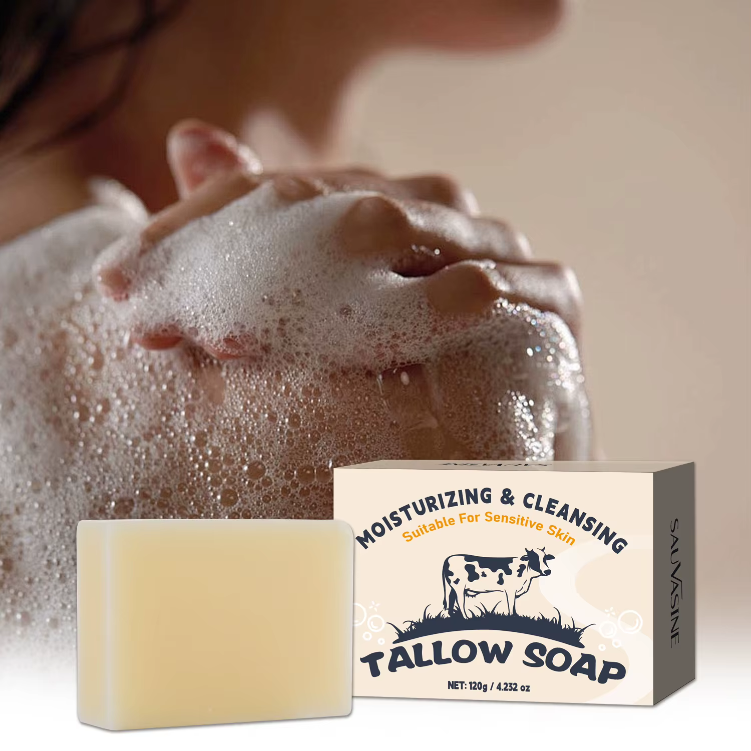 Barre de savon Tallow de bœuf faite à la main