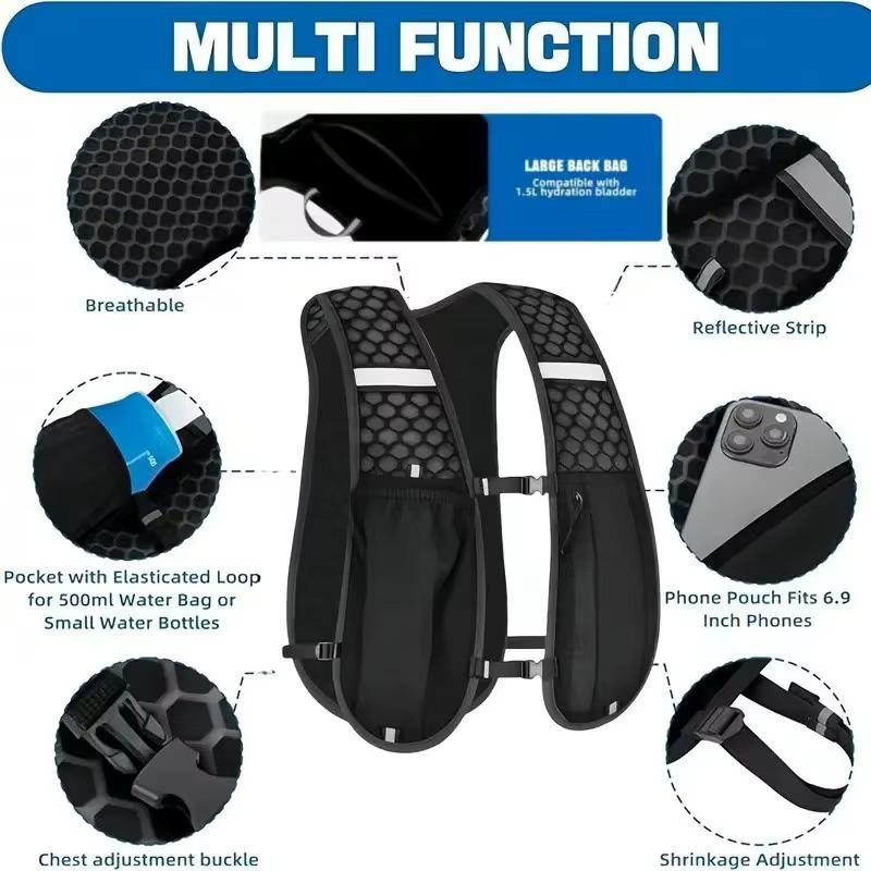 Sac à dos d'hydratation léger pour les sports de plein air - Porte-eau ergonomique pour la course à pied, le cyclisme, la marche et le kayak