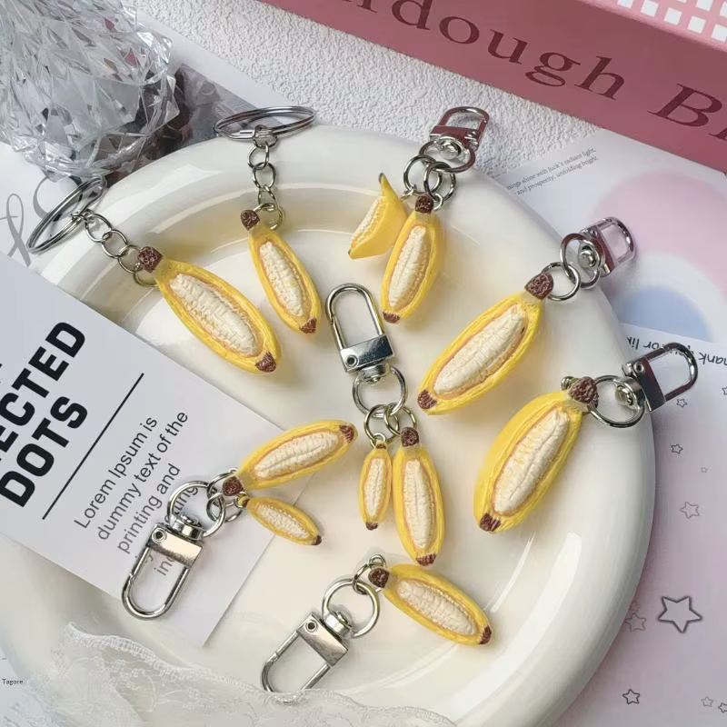 Porte-clés en résine avec motif banane pour la relaxation et la guérison de l'anxiété, fait main pour une vie sans stress