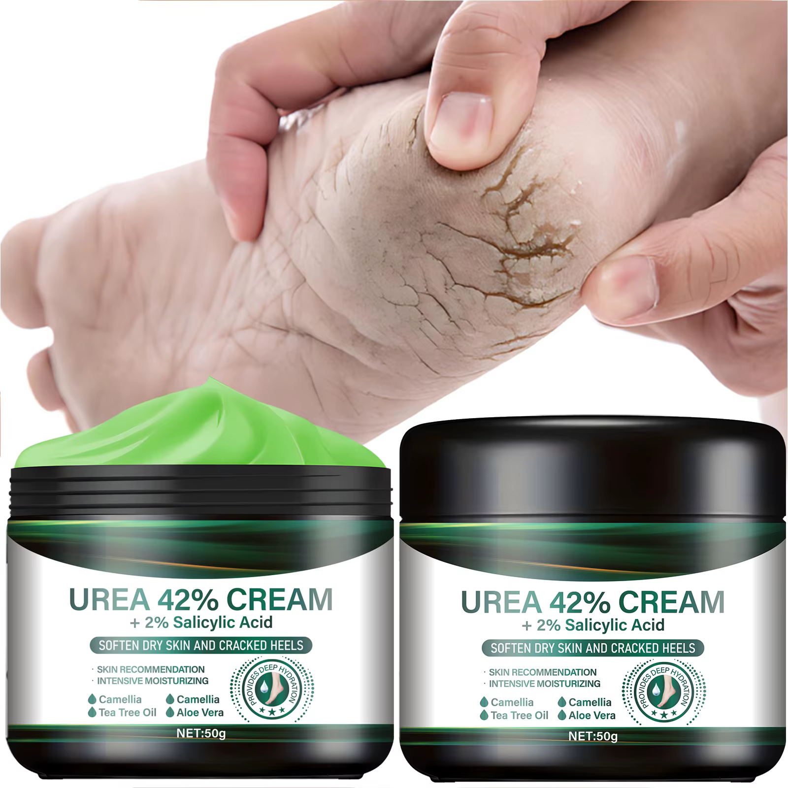 Crème pour Pieds à l'Urée 42% et Acide Salicylique - Réparation Intensive des Talons Fendillés