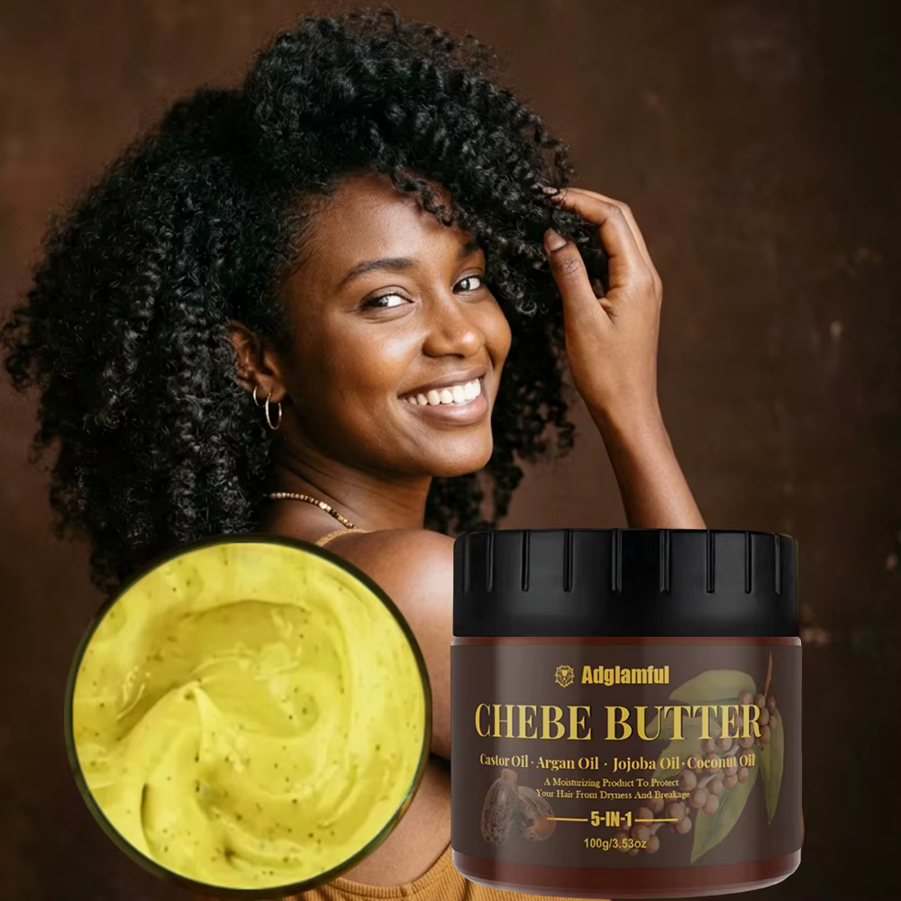 Huile de Ricin 5-en-1 et Beurre de Chebe – Soin Professionnel pour Cheveux Forts et Anti-Casse – Hydratation Profonde