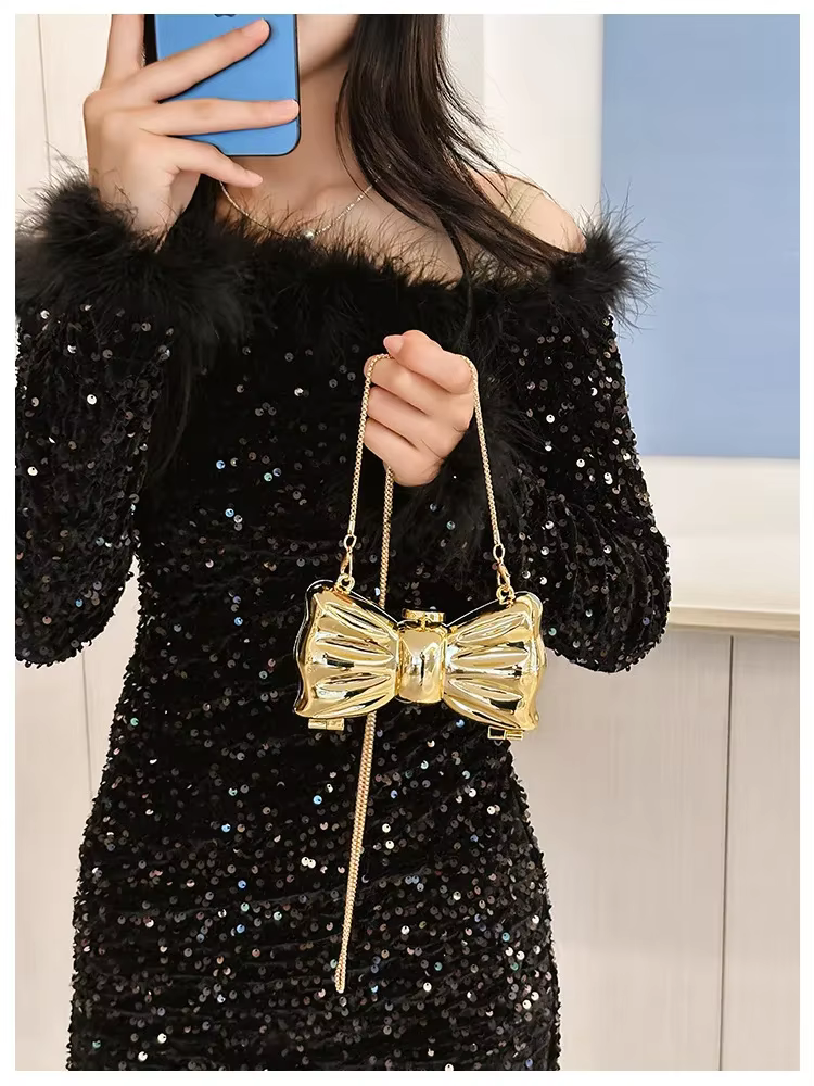 Sac de soirée doré, sacs à main et sacs à main de luxe de styliste, sacs à bandoulière de forme amusante, pochette ronde en acrylique brillant pour fête de mariage