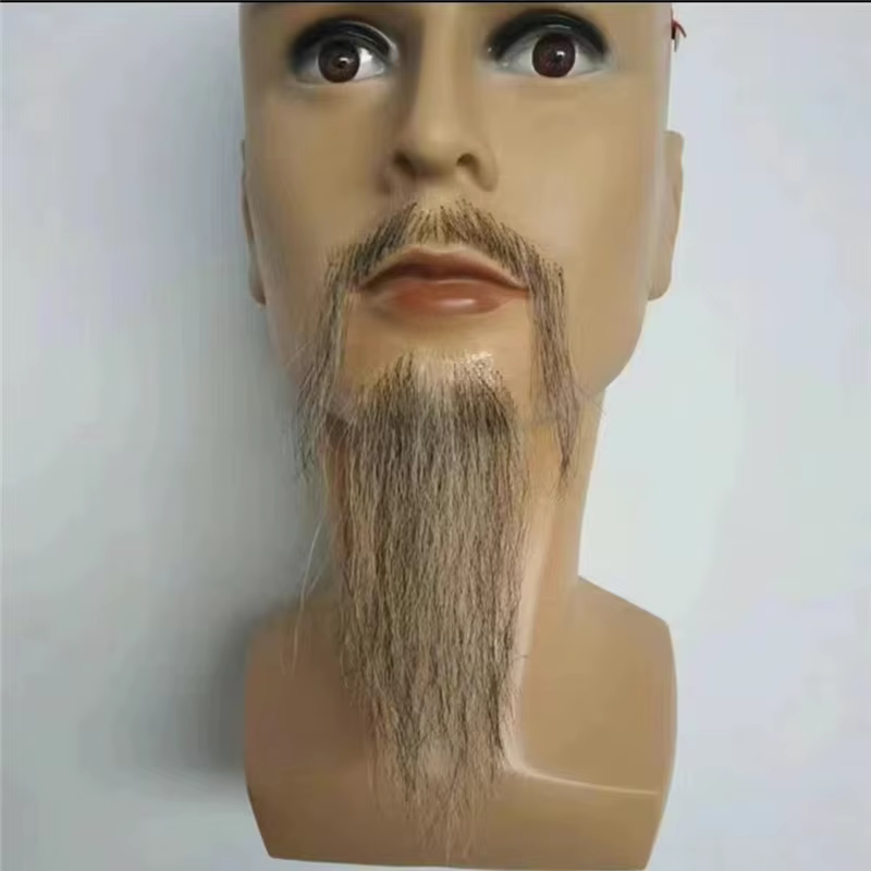 Belle moustache de barbe longue pour hommes, fête/film, noir, gris, maquillage réaliste, barbe en dentelle
