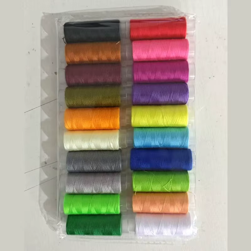 1 lot de 24/20 rouleaux de fil à coudre en polyester 402 de 81M pour usage manuel et mécanique, 400 yards, fil à broder pour bricolage, point de croix
