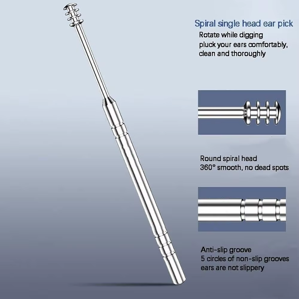 Nettoyeur d'oreille 6 pièces/ensemble cure-oreille dissolvant de cire d'oreille cuillère d'oreille Curette nettoyage d'oreille spirale cure-oreille facile élimination du cérumen Gadget de soin des ore