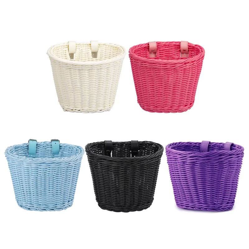 Panier de vélo traditionnel multifonction pour guidon avant, panier de vélo étanche tissé à la main pour enfants
