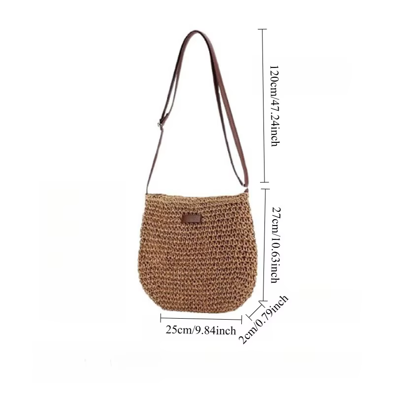Sac tissé en paille, épaule simple, tissage à la mode pour femmes, style ins, plage de bord de mer, sac à bandoulière pour femmes
