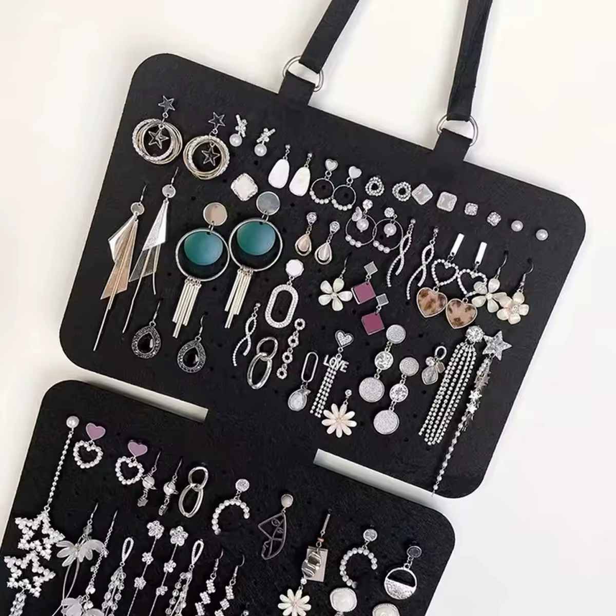 Sac suspendu pour rangement de bijoux à 5 couches, en feutre, pour boucles d'oreilles, broches, présentoir de badges, grande capacité, 1 pièce
