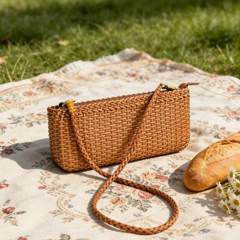Sacs à main tissés en cuir, pochette en cuir cirhide première couche, petit sac à bandoulière