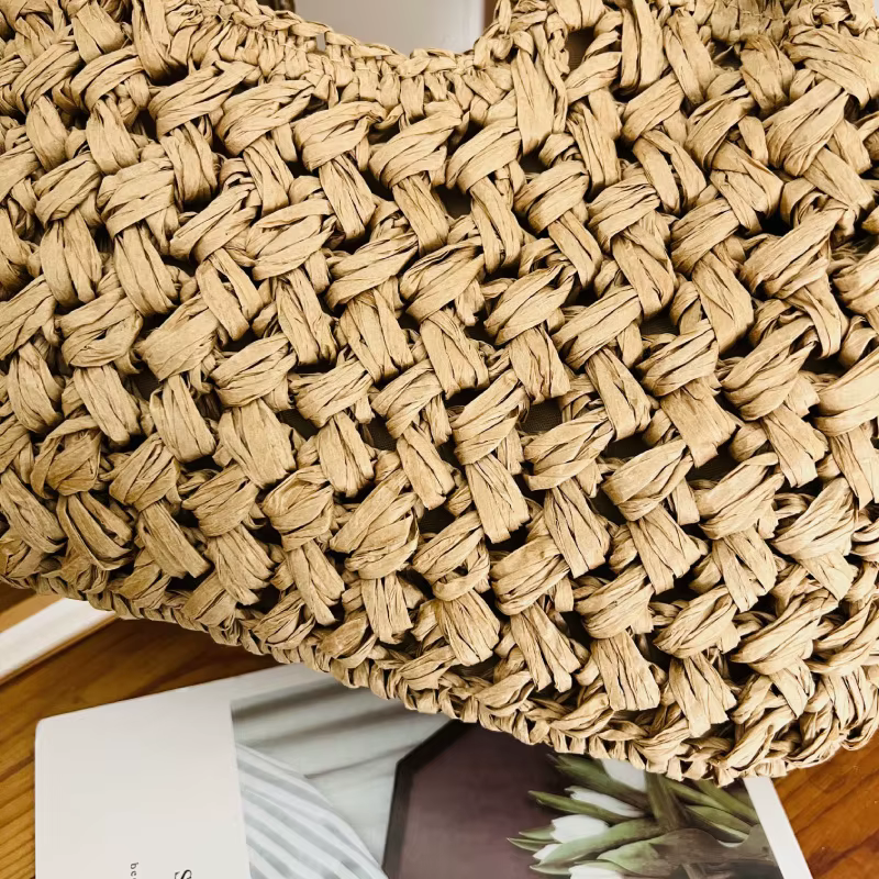 Sac à bandoulière pour femme, sac à main en papier tissé fait main avec fermeture, artisanal, premium, décontracté, plage, quotidien