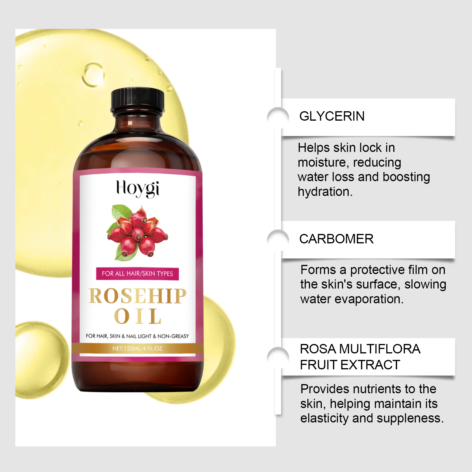 Sérum Traitant Anti-Âge à l'Huile Essentielle de Graines de Rose Musquée Naturelle