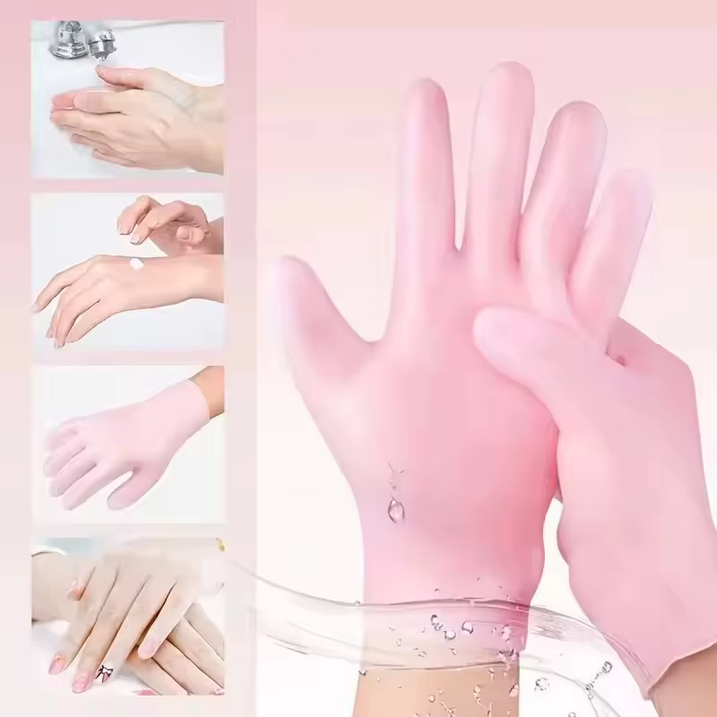 Lot de 2 gants hydratants en silicone pour exfolier et prévenir la sécheresse des mains