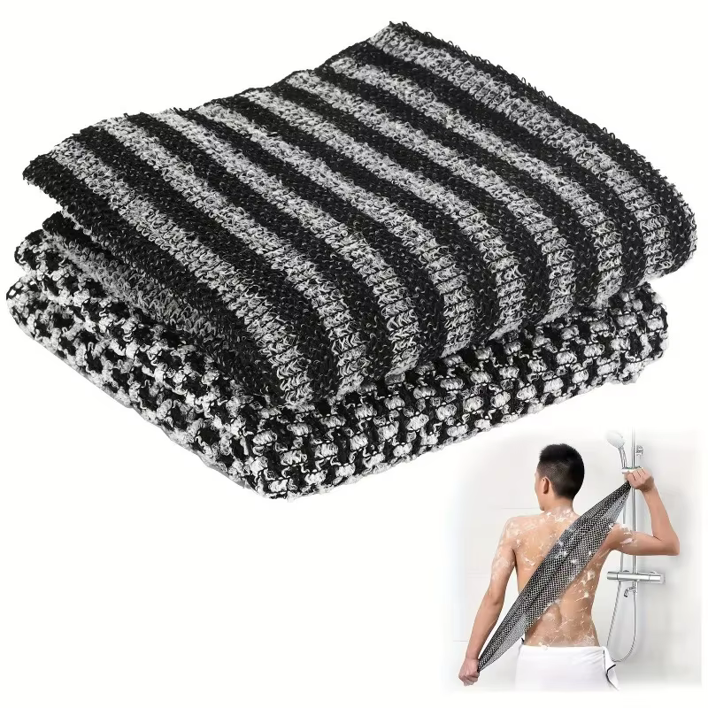 Serviette de bain exfoliante avec poignée ergonomique