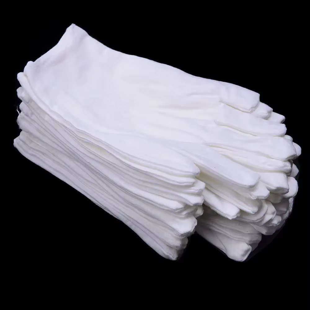 12 paires de gants en coton blanc pour les mains sèches