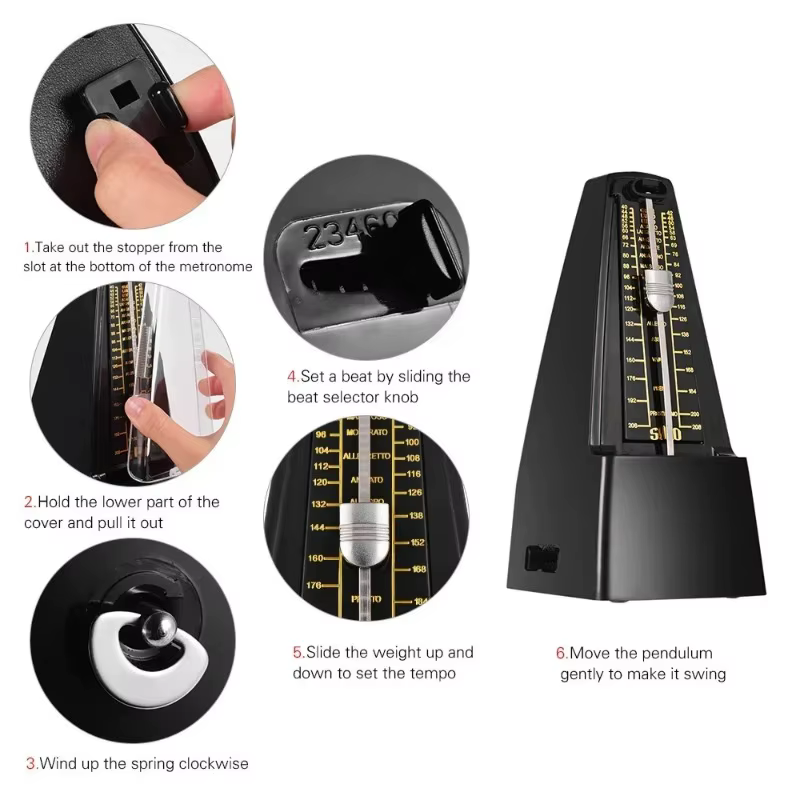Le nouveau métronome mécanique de précision standard convient au piano, à la guitare, au violon, au basse et à d'autres instruments
