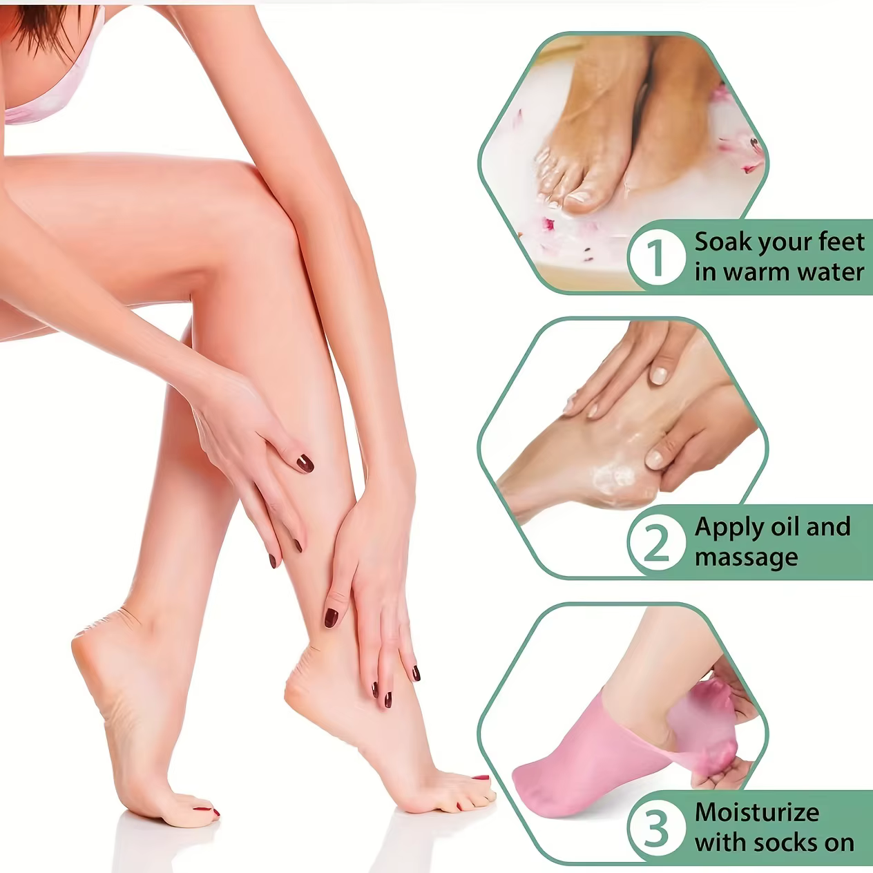 Lot de 2 chaussettes hydratantes en Gel de Silicone pour pieds secs et craquelés
