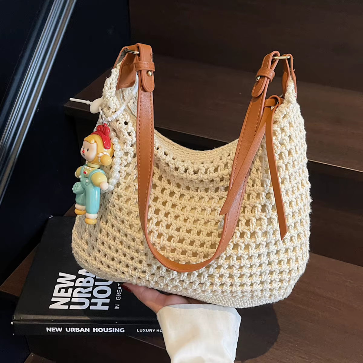 Sac de voyage tissé à la main sac de paille de grande capacité femme 2025 nouveau sac à bandoulière de plage sac fourre-tout d'été bord de mer jouer voyage vêtements de travail pour travailler à l'éco