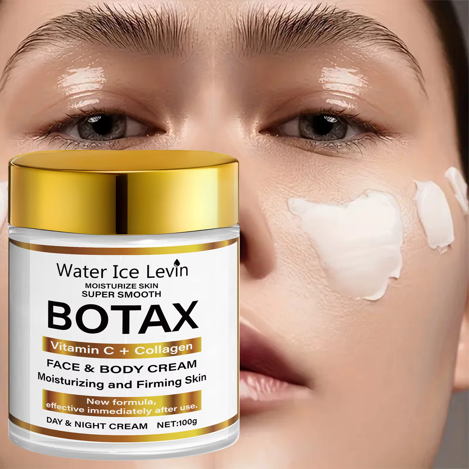 Crème Water Ice Levin BOTAX : Vitamine C + Hydratant visage et corps au collagène pour raffermir et peaux super lisses. Utilisation jour/nuit