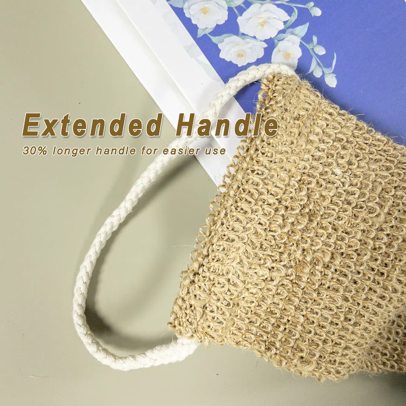 Ensemble de bain exfoliant en jute naturel avec gant