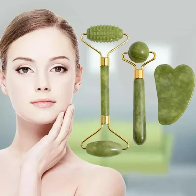 Rouleau de Jade naturel pour le visage Gua Sha
