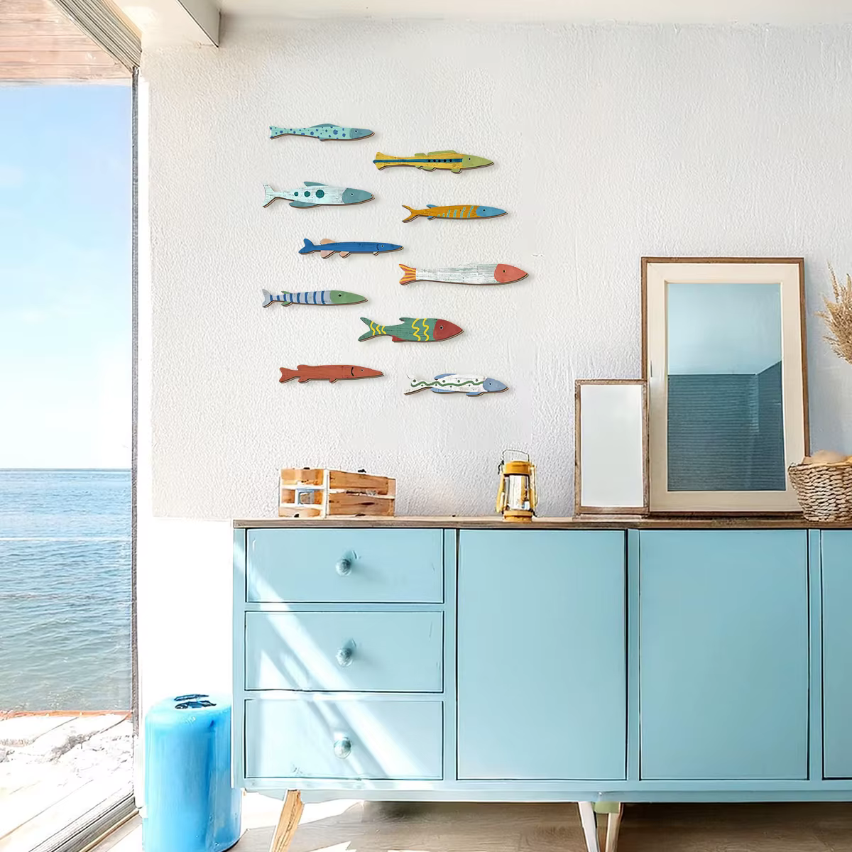 Décorations murales de poisson en bois peintes à la main colorées : ajoutez un charme d'éclaboussures d'océan vers votre espace