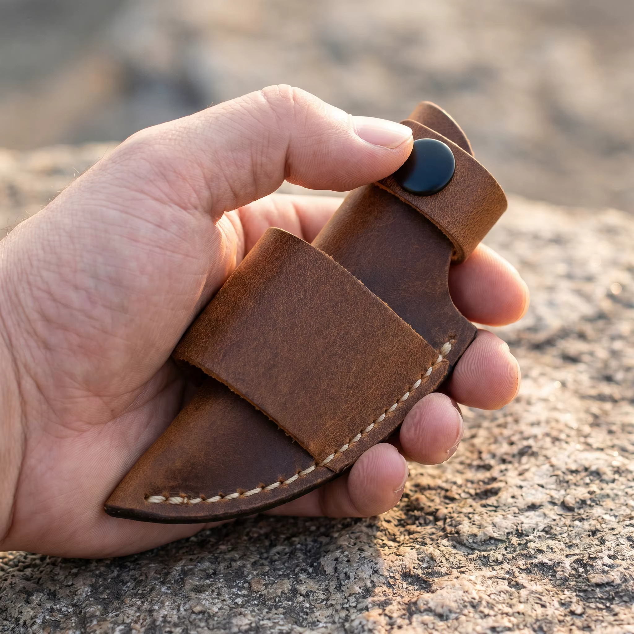 Étui en cuir pleine fleur de haute qualité, fabriqué à la main, outil durable pour les amateurs de plein air à porter au quotidien