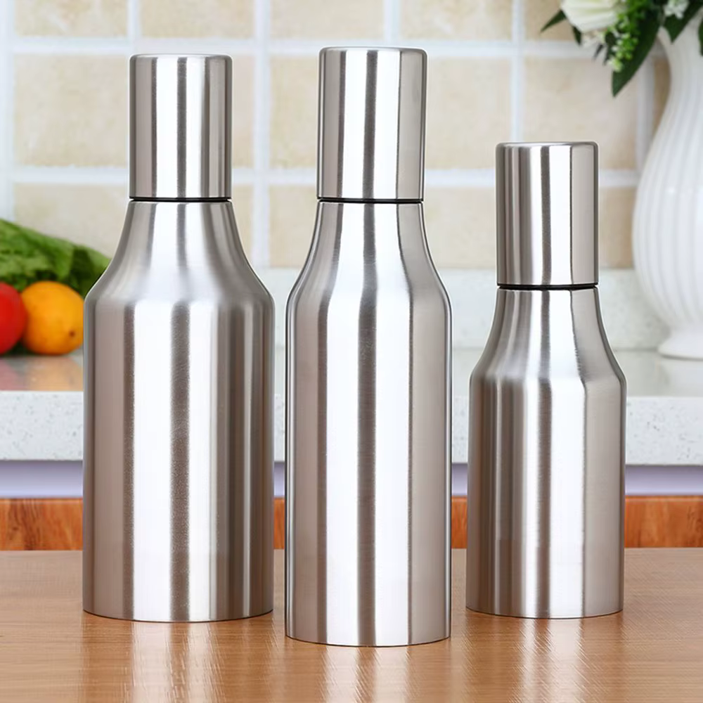 Realand Premium 500/750/1000ml acier inoxydable vinaigre huile Olive distributeur bouteille Pot étanche cuisine sain sauce bateau