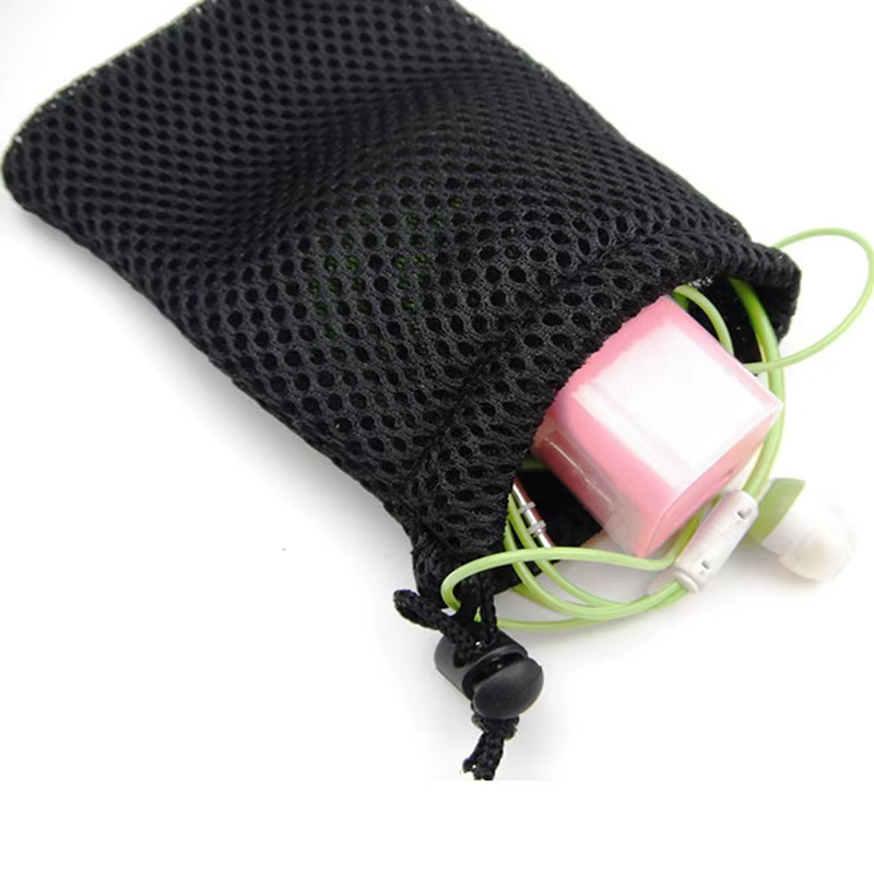 Pochette de rangement à cordon en maille de Nylon, 3 pièces, pochette de voyage et d'activités de plein air polyvalente pour produits numériques